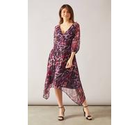 Wallis Animal Print Wrap High-Low Midi Dress In Pink pink 12