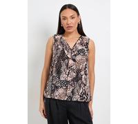 Wallis Animal Ruffle V Neck Cami Top In Brown brown