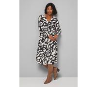 Wallis Animal Viscose Tie Front Midi Dress In Black black