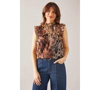 Wallis Animal Woven Shirred Blouse In Natural natural 20