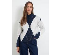 Wallis Women's Argyle Funnel Neck Cardigan in Navy | Size: Small Wallis Navy S