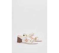 Wallis Axel Faux Leather Buckle Detail Block Heel Mules In White white