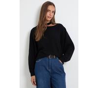 Wallis Batwing Cut Out Fine Knitted Jumper In Black black