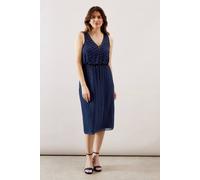 Wallis Women's Beaded Embellished Sleeveless V Neck Pencil Dress in Navy | Size: 14 Wallis Navy 14