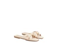 Wallis Women's Becky Faux Leather Cross Strap Metal Detail Flat Sliders in Off-White | Size: 5 Wallis Off-White 5