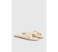 Wallis Women's Becky Faux Leather Cross Strap Metal Detail Flat Sliders in Off-White | Size: 6 Wallis Off-White 6