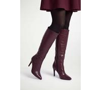 Wallis Women's Binky Faux Leather Stiletto Heel High Leg Boots in Burgundy | Size: 4 Wallis Burgundy 4