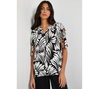 WALLIS Black Abstract Tie Sleeve Collarless Top 16