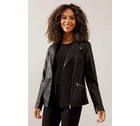 Wallis Women’s Black Faux Leather Biker Jacket, Faux Leather, Biker Style, Autumn Winter, Work, Office, Commute, Casual, Evening, Weekend Brunch