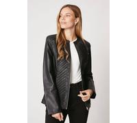 Wallis Black Faux Leather Pleat Detail Jacket black 10
