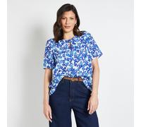 Wallis Blue Floral Print Twist Top BLUE SIZE 10