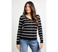 Wallis Women's Breton Stripe Knitted Jumper in Black | Size: Small Wallis Black S