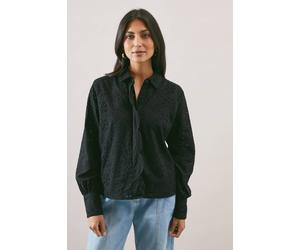 Wallis Broderie Shirt In Black black