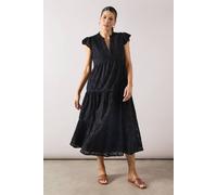 Wallis Broderie Tiered Midaxi Dress In Black black 12