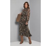 Wallis Brown Leopard Burn Out Shirred Midaxi Dress brown 14