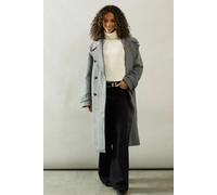Wallis Women's Buckle Detail Double Breasted Coat in Grey | Size: Small Wallis Grey S