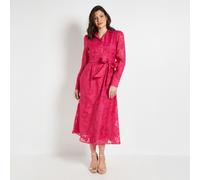 Wallis Burn Out Organza Dress Petite DEEP PINK SIZE 10