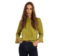Wallis Burnout Ruffle Neck Blouse, 14, Olive