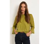 Wallis Women's Burnout Ruffle Neck Blouse in Olive | Size: 20 Wallis Olive 20