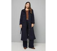 Wallis Button Down Military Belted Collar Coat In Navy navy