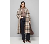 Wallis Button Through Check Coat In Brown brown