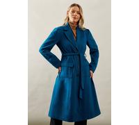 Wallis Button Through Wool Mix Fit And Flare Coat In Petrol petrol 10
