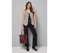 Wallis Check Button Through Waistcoat In Beige beige