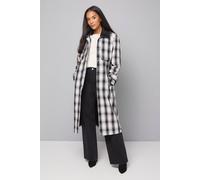 Wallis Check Contrast Collar Trench Coat In Mono mono