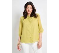 Wallis Check Organza Collarless Blouse In Chartreuse chartreuse