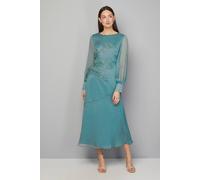 Wallis Women's Chiffon Applique Placement Midi Dress in Turquoise | Size: 14 Wallis Turquoise 14