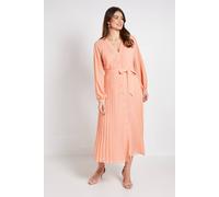 Wallis Chiffon Pleat Detail Midi Dress In Apricot apricot