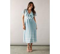 WALLIS Chiffon Spot Border Cape Sleeve Midaxi Dress 14