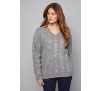 Wallis Women's Christmas Sequin Knitted Jumper in Grey Marl | Size: Large Wallis Grey Marl L
