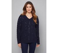 Wallis Christmas Sequin Knitted Jumper, S, Navy