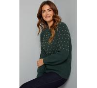 Wallis Women's Christmas Stud Knitted Jumper in Khaki | Size: XL Wallis Khaki XL