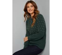 Wallis Women's Christmas Stud Knitted Jumper in Khaki | Size: Small Wallis Khaki S