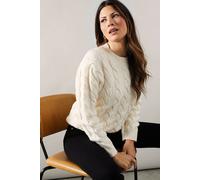 Wallis Chunky Cable Knit Crew Neck Jumper In Ivory ivory XL