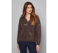 Wallis Women's Collared Sequin Knitted Jumper in Brown | Size: Large Wallis Brown L