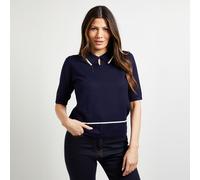 Wallis Collared Tipped Knitted T-Shirt BLACK MEDIUM