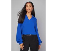 Wallis Collared Woven Blouse In Cobalt cobalt
