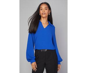 Wallis Collared Woven Blouse In Cobalt cobalt