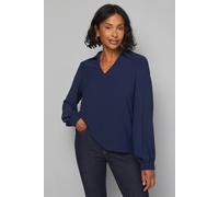 Wallis Collared Woven Blouse In Navy navy