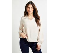 Wallis Collared Woven Blouse In Stone stone 8