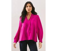 Wallis Collarless Pleat Front Blouse In Pink pink 16