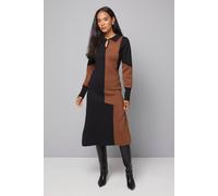 Wallis Women's Colour Block Collared Knitted Dress in Black | Size: Small Wallis Black S