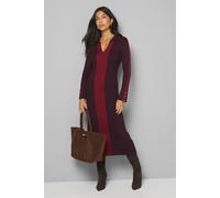 Wallis Women's Colour Block Knitted Midi Dress in Burgundy | Size: Small Wallis Burgundy S