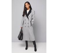 Wallis Contrast Collar And Pocket Detail Coat In Grey grey
