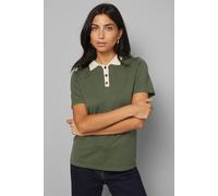 Wallis Contrast Collar Knitted Top In Khaki khaki XL