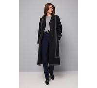 Wallis Contrast Detail Belted Coat In Black black 18