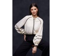 Wallis Women's Contrast Ladder Trim Blouse in Ecru | Size: 18 Wallis Ecru 18